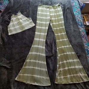 Green Tie-Dye Crop Top Set